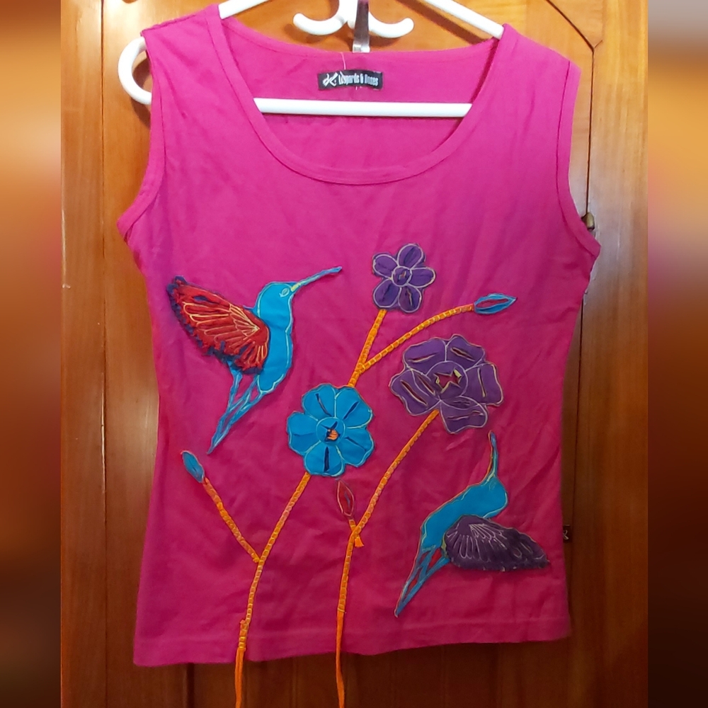 Leopards & Roses hummingbird top - Picture 1 of 9
